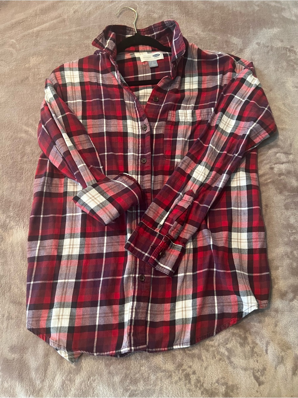 Old Navy Red and White Plaid Button-Down Shirt